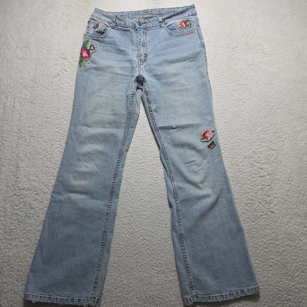 Y2K Arizona Jeans Co Women's Jeans 30x28 Embroidered Stretch Boot Cut Butterfly
